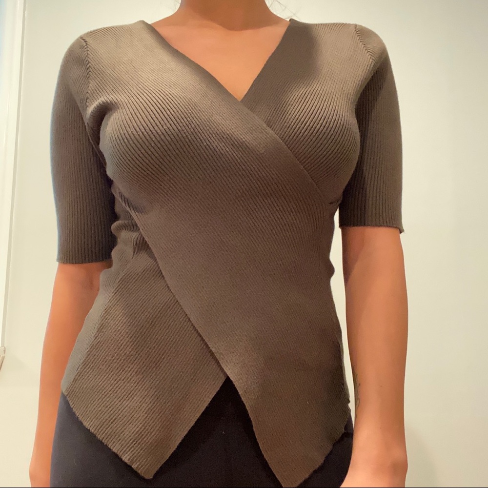Fashion Nova Olive Ribbed Shirt